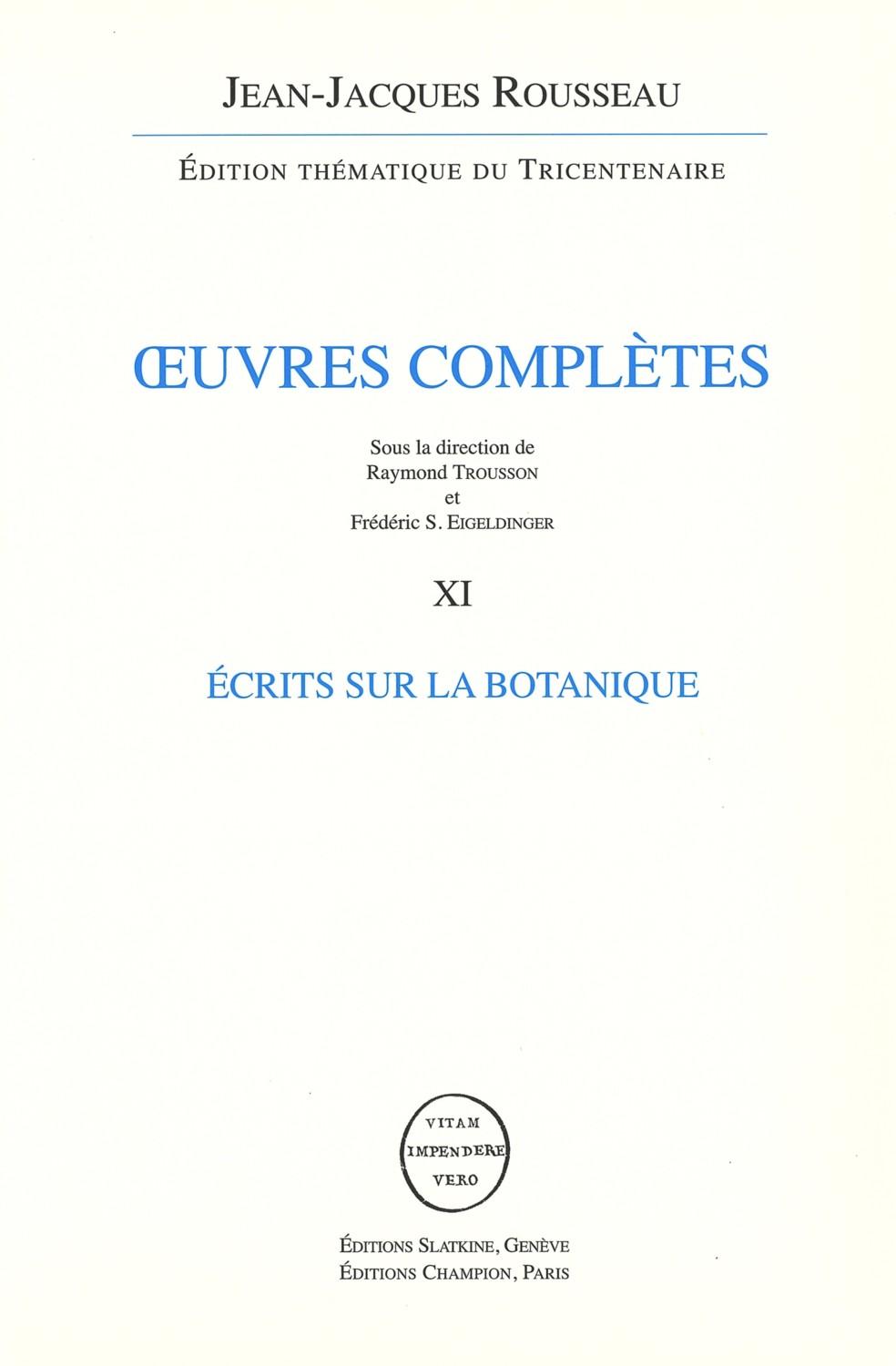 執筆責任者を務めた新ルソー全集第11巻（植物学関連著作）