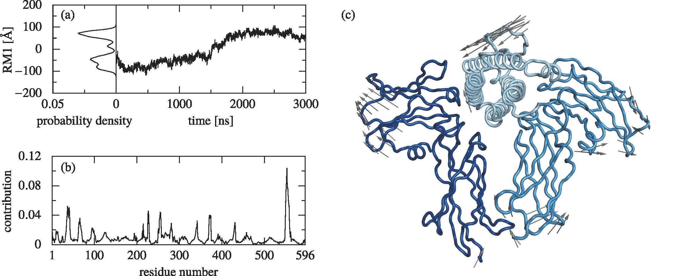 Reproduced from “Identification of slow relaxation modes in a protein trimer via positive definite relaxation mode analysis,” N. Karasawa, A. Mitsutake, and H. Takano, J. Chem. Phys. 150, 084113 (2019) and licensed under CC BY 4.0 © 2019 N. Karasawa, A. Mitsutake, and H. Takano